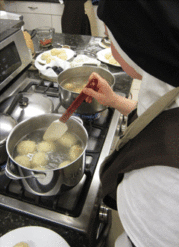 Making plum dumplings